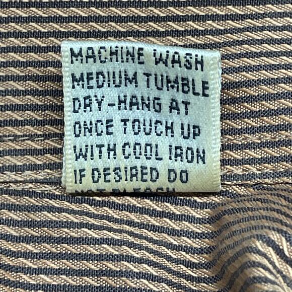 Karl Knox Men 18.5-36/37 Dress Shirt Brown Pin Stripe Btn Up Pastor Statement Pc - Picture 10 of 10